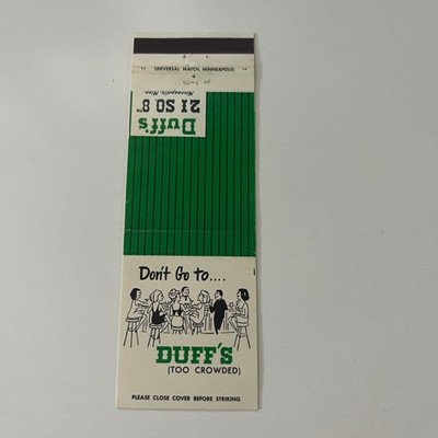 Don't Go to Duff's Minneapolis MN Vintage Matchbook Cover SMB38-3