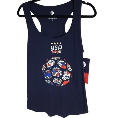 Round21 USA Tank top size Medium unisex dark blue, red, white, blue WORLD CUP