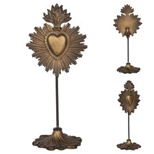 Herz Ornament heiligstes Herz 23cm Jesu Flammen gold Deko Kirche