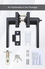 GOLDEN WARM Matte Black Square Keyed Entry Door Lever Lock Adjustable Backset