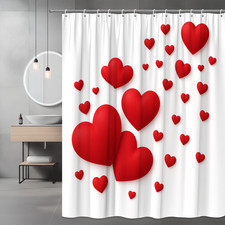 Charming Red Hearts Shower Curtain for Romantic Home Decor