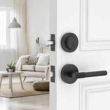 Double Cylinder Deadbolt Lock Set with Black Lever - 2 Pack for Security