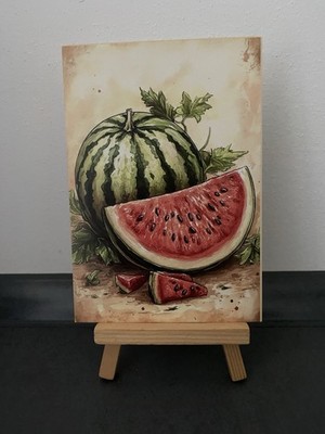 Postcard Theme Card, Watermelon, Food, Plants, Drawing, Nature, Art