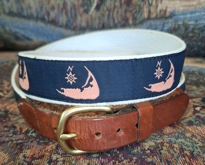 Leather Man Ltd Nantucket Island Compass Cape Cod Belt Sz 40 Essex CT