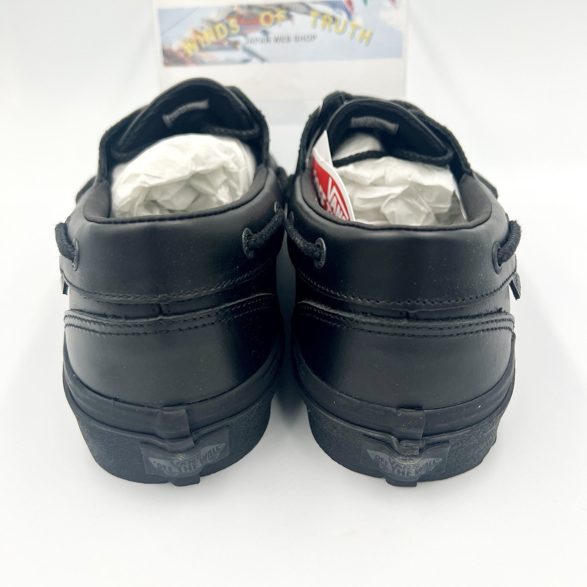 Vans 2 Eyelet Natural Leather Black Black V176CF Men's Size US 4.5