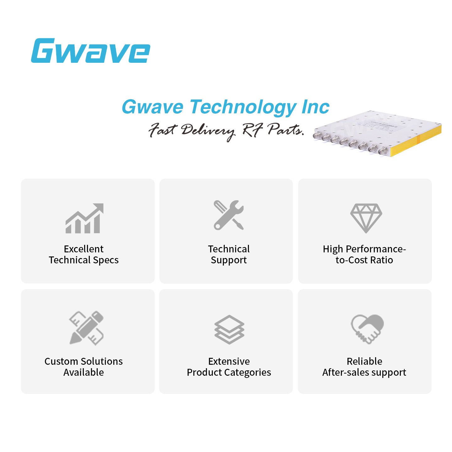 8-Way SMA Power Divider From 0.5 GHz to 6 GHz Rated at 30 Watts