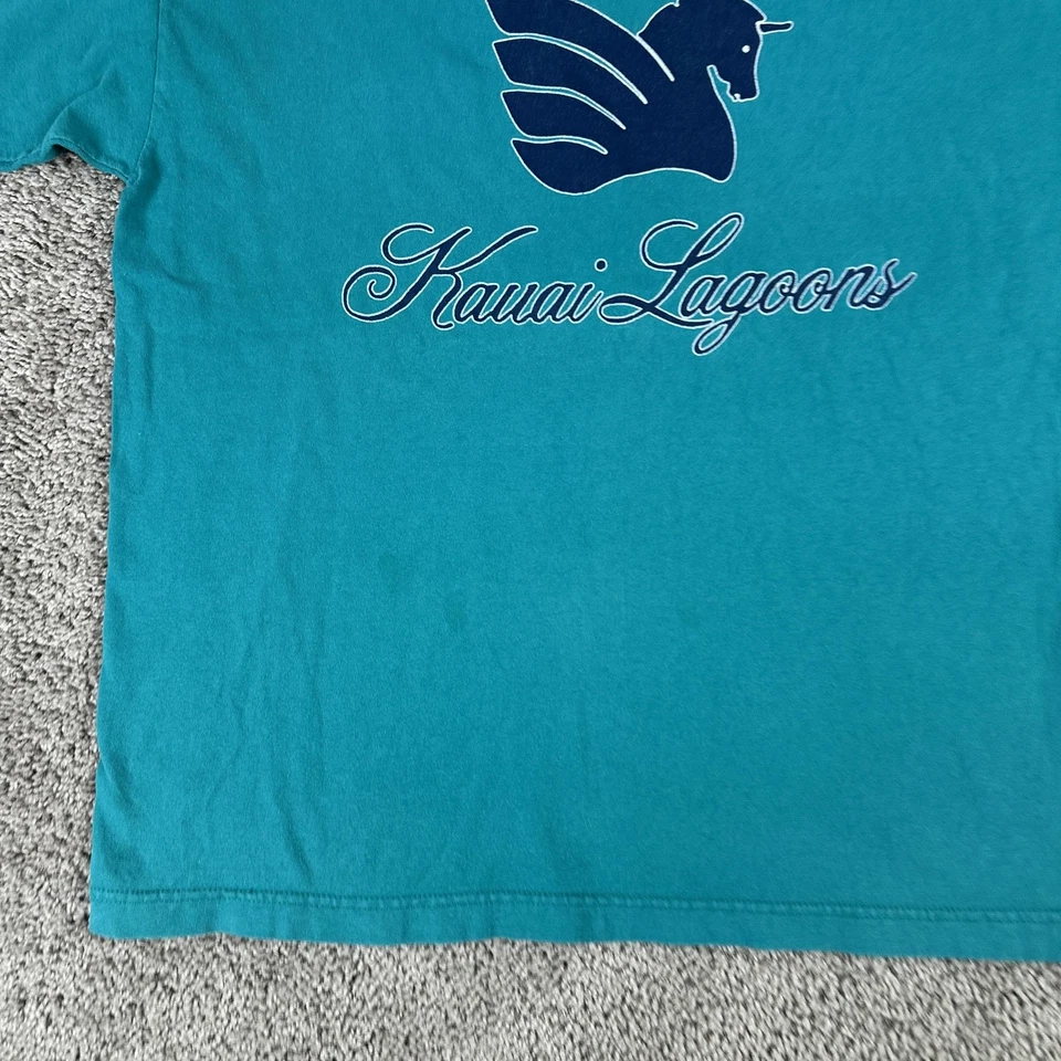 Vintage Kauai Lagoons Shirt Mens Large Teal Graphic Hawaii Resort Made USA 90s - Image 3 of 4