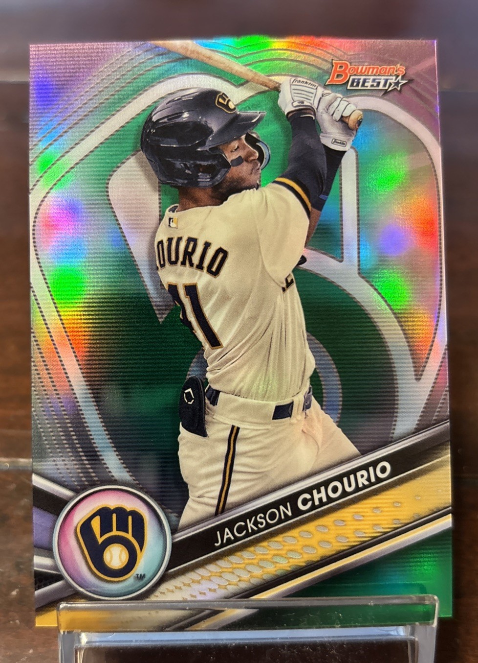 Jackson Chourio 2022 Bowman’s Best Green Refractor /99 Milwaukee Brewers