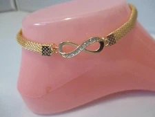 GoldTone Anklet Chain with Infinity Charm Rhinestone Accents Lobster Clasp