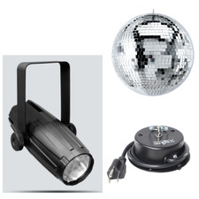 Chauvet LED Pinspot 2 spot light  Mirror Ball 12"  Motor