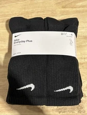 Nike Everyday Plus Dri-Fit Crew Socks Medium Black WMN 6-10/Men 6-8 6-pack 
