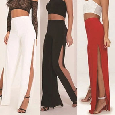 Hose atmungsaktiv bequem Polyester Seitennaht Hose weites Bein Damen - Bild 1 von 4