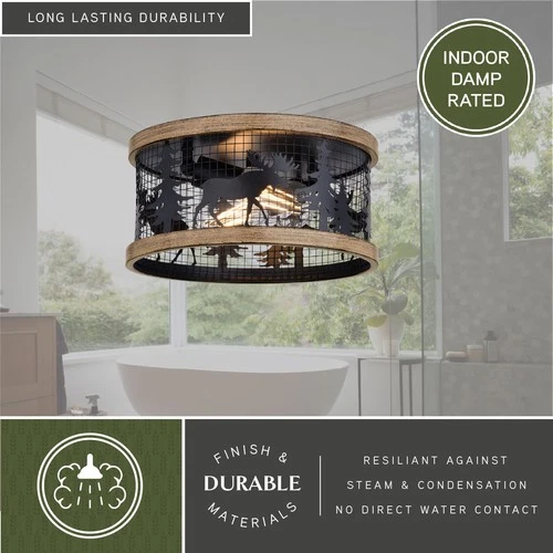 Vaxcel Lighting C0307 2 Light 12"W Flush Mount Drum Ceiling - Black and - Picture 7 of 11