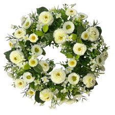 Künstlicher Belliskranz 30cm. Gänseblümchen Frühlingskranz Türkranz Deko CREME