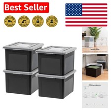 BPA-Free Portable File Box Set - 4 Black Organizers for Legal and Letter Sizes