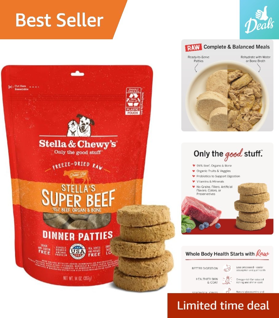Stella & Chewy's Freeze-Dried Raw Dinner Patties - Beef, 14 oz, for Picky Eaters