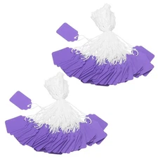 300Pcs 1.38x0.87'' Price Tags with String Attached Blank Hang Tag Dark Purple