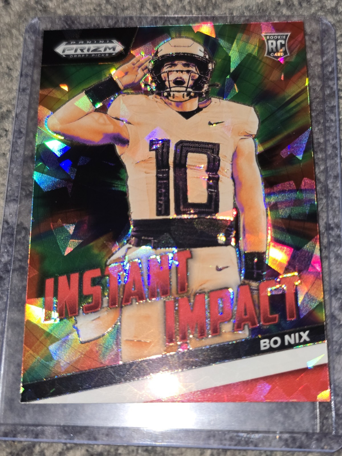 2024 Panini Bo Nix Rookie - Instant Impact Red Ice Prizm Draft Picks #II-BN - RC
