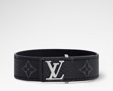 Louis Vuitton LV Slim Bracelet Adjustable Size, Black Monogram Pattern