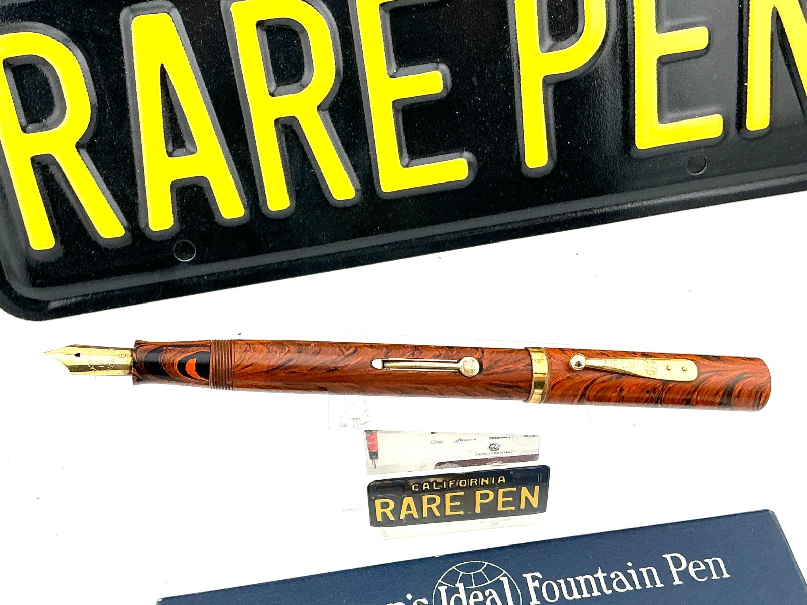 Vintage WATERMAN 56 RIPPLE Hard Rubber Fountain Pen 14K #6 Med nib Minty Boxed
