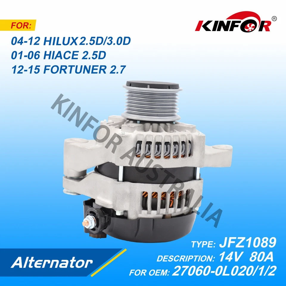 Alternador Fred 80A para Toyota Hilux diésel 2005-2015 KUN26 KUN16 1KD 2KD JFZ108 Foto 3 de 3