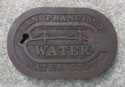 Vintage SAN FRANCISCO Golden Gate Bridge Water Dept Cast Iron METER COVER