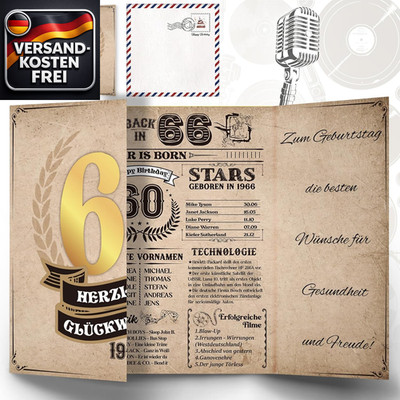 Geburtstagskarte 60 Jahre vintage Retro mit Personalisierung Geschenkidee