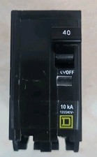 1 Square D QO240 40 Amp 2 Pole Yellow "D" QO Plug-in Circuit Breaker 120/240V W 