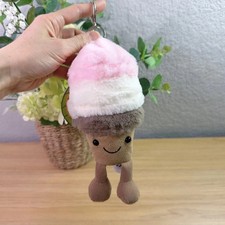Jellycat Amuseables Neapolitan Ice Cream Cone Bag Charm Keychain Cute Gift NWT