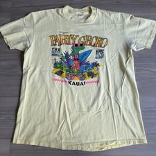Vintage 80s Party Gecko Kauai Hawaii Yellow T-Shirt Single Stitch XL Fits M/L