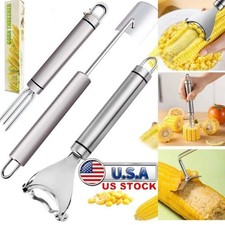 Stainless Steel Corn Cob Peeler Stripper Remover Kitchen Cutter Thresher Tool  