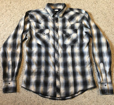Wrangler Pearl Snap Western Plaid Shirt Men s Size Medium Long Sleeve Vintage