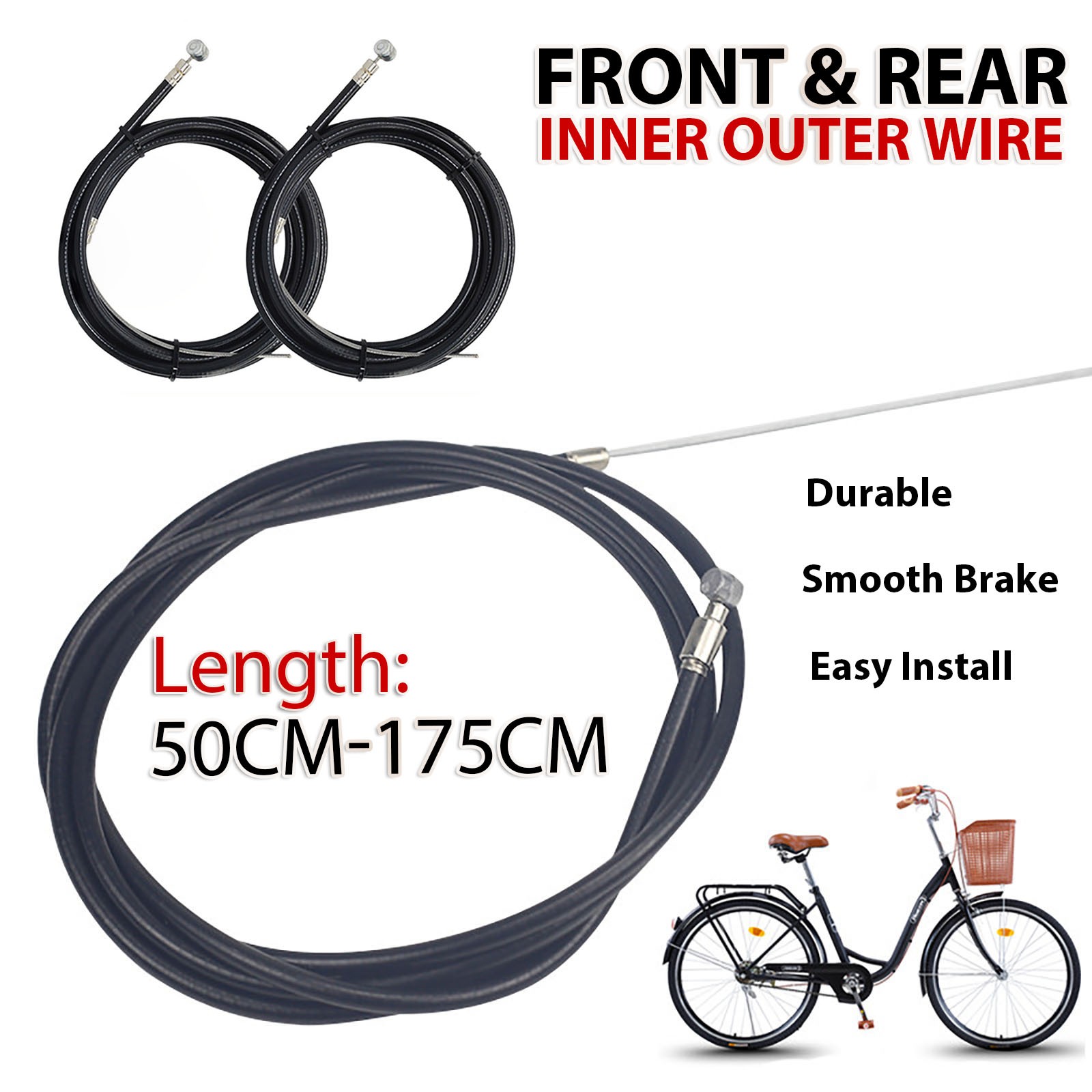 Cavo freno e set filo esterno interno anteriore e posteriore mountain bike bicicletta 50CM-175CM
