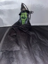 Vintage The Paper Magic Group Hanging Witch 2002 Halloween Green Face Wart Nose