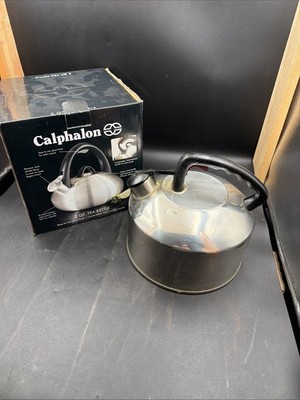CALPHALON 2 qt / 1.9L Stainless Steel Whistling Tea Kettle with Black Handle USE