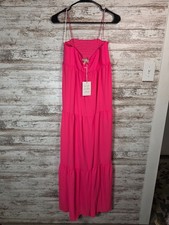 Show Me Your Mumu Long Weekend Maxi Dress Womens Medium Pink Smocked Tiered NWT