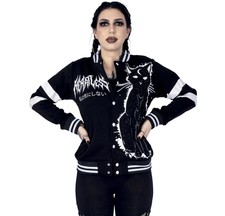 Heartless Moon Kitty Varsity Jacket Black Cat White Goth Emo Alt Witch Party Xl