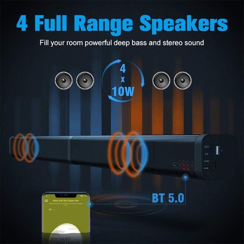 Bluetooth Sound Bar TV Split Soundbar Wired Wireless Home Theater Surround Sound - Picture 5 of 18