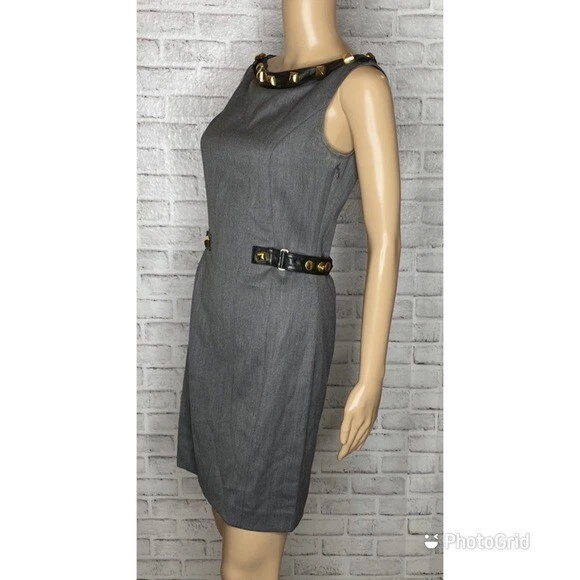 Love Moschino abito grigio lana pelle borchiato 4