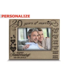 Personalize 20 Years of marriage-Anniversary gift-engraved Leather frame  