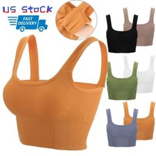CAMI Camisole with Built in Shelf BRA Seamless Wide Strap Layer Yoga Tank Tops