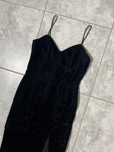 Roberta Vintage 80er ärmellos Crushed Samt Maxikleid Abendkleid Schlitz 13/14 - Bild 14 von 23