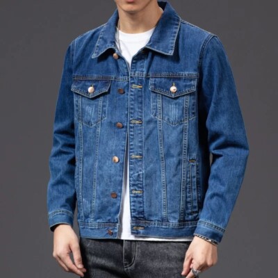 Mens Denim Jean Jacket Coat Faded 
