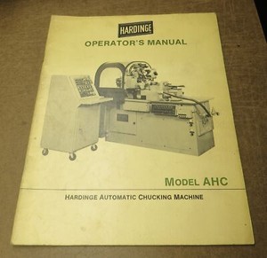 HARDINGE TOOLING, PARTS AND MAINTAINENCE MANUALS