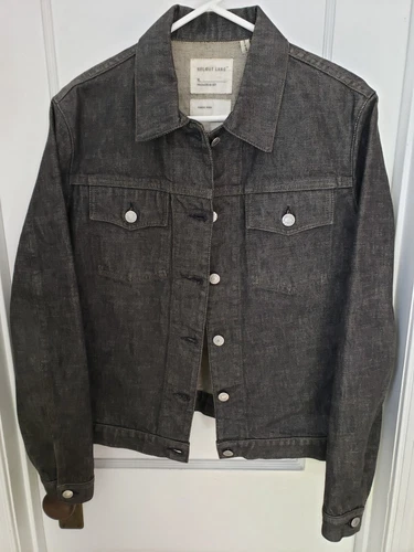 Vintage Helmut Lang Black Classic Denim Jacket 1999 Italy 46  USA 10 100% Cotton