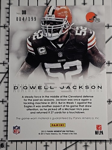 D'QWELL JACKSON 2013 Momentum Materials Game-Used Jersey #38 4/199 - Picture 2 of 2