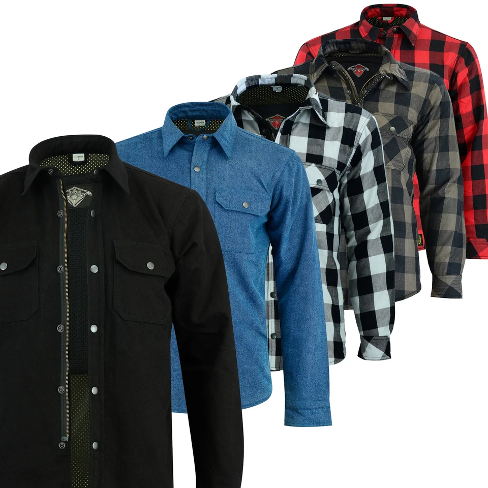 Jaqueta camisa motocicleta proteção forrada aramida com armadura CE motociclista - Imagem 2 de 4