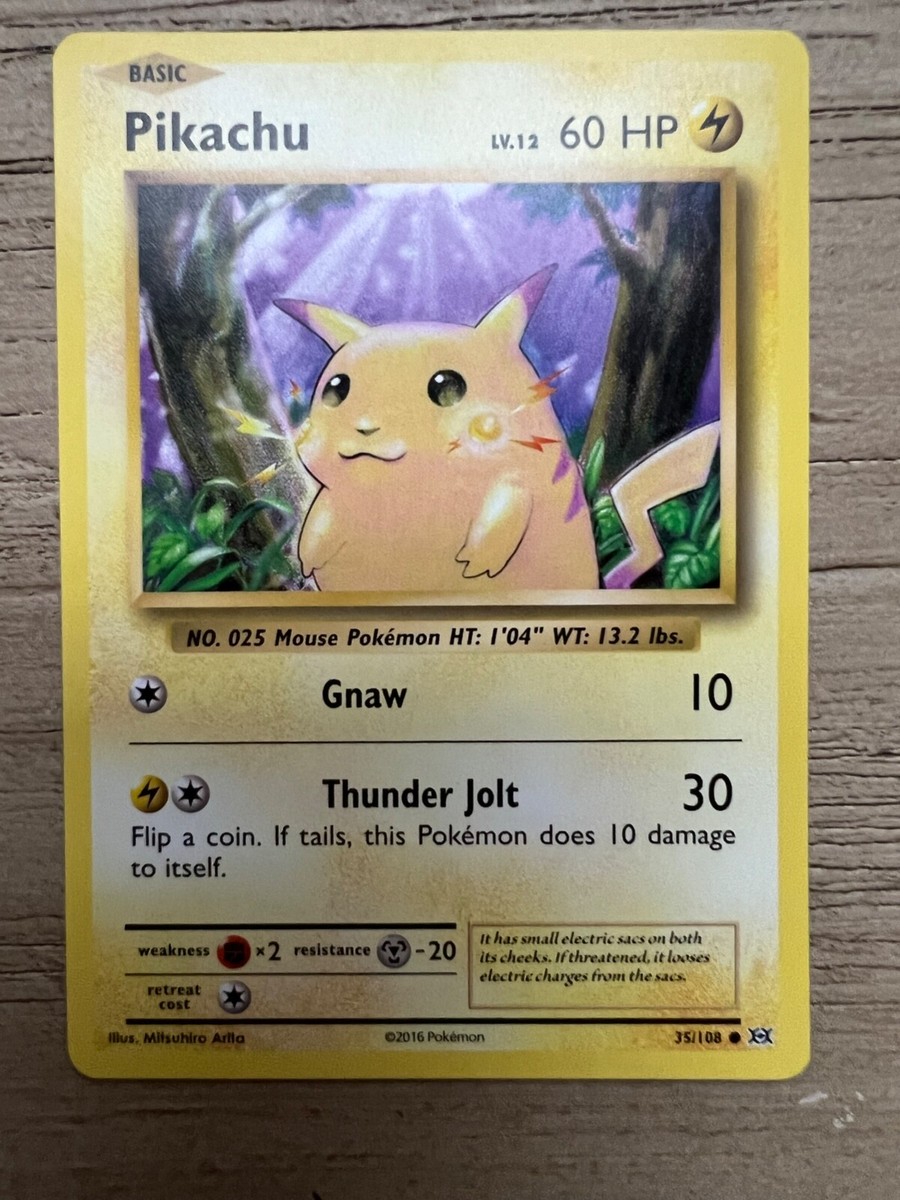 2016 Pikachu 35/108 NM RARE Yellow Cheeks Non-Holo Pokemon Card