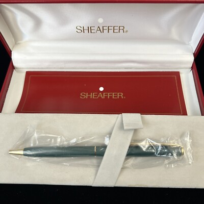 Sheaffer Fashion Ballpoint Pen Matte Green Gold Tone Blue Ink Roller Ball