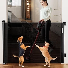 55 Inch Wide Retractable Baby Gate for Stairs, 42’’ Tall Dog Gate Extra Wide wit